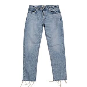 Moussy Ankle Jeans Women's 26 Blue Medium Wash Denim Button Fly Retro Stretch